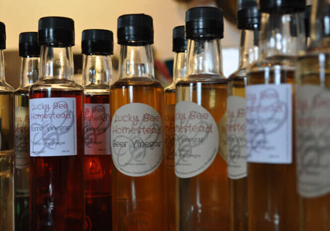 A selection of vinegars for sale//Photo credit: Cheryl Young/Salty