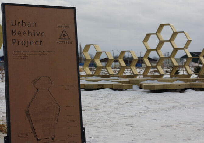 Descriptive sign at Urban Beehive Project//Photo credit: Cheryl Young/Salty