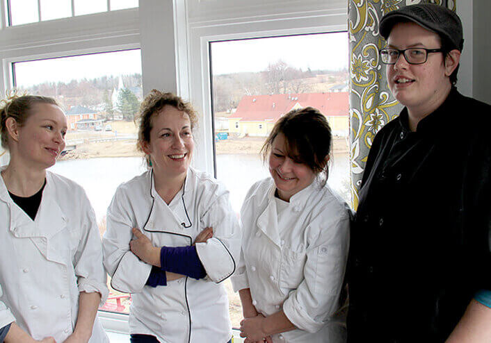 Chef Emily Wells and her kitchen team
