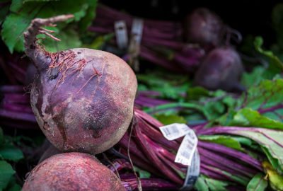 Up-close of purple beets