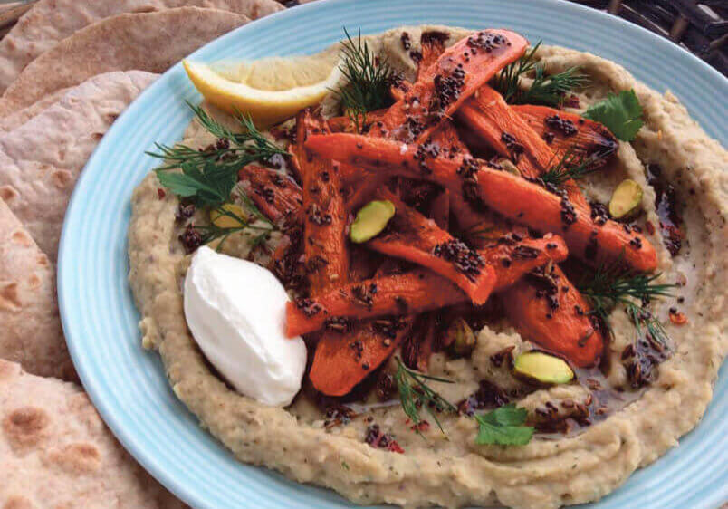Lacto Fermented Dilly Hummus with Roasted Carrots, Spices & Creme Fraiche  Photo credit: Melissa Sobey

