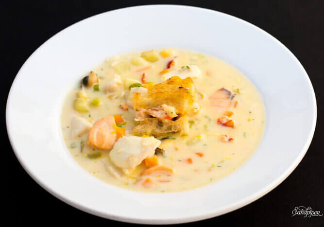 The winning 2017 PEI Potato Chowder by Chef Mitchell Jackson of The Claddagh Oyster House//Photo Credit: Sandpiper Studios