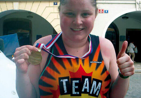 Katherine Lowings running her first race for Team Diabetes in Prague, 2009