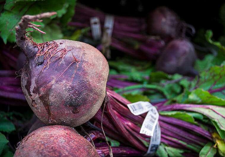 Up-close of purple beets