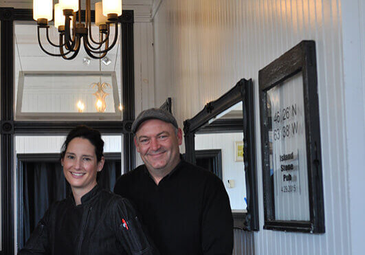 Jaime Zehr (L) and Eric Neal of the Island Stone Pub in Kensington. Photo Credit: Laura Weatherbie/Salty