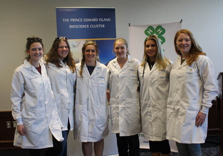 4-H PEI BioFutures members (L to R) Genevieve Beaulac (Fort August 4-H Club), Nicolle MacDonald (Grand River East 4-H Club), Sarah Sonier (Wheatley River 4-H Club), Nellie Wood (North River 4-H Club), Jory Donovan (Summerville 4-H Club), Julie VanLeeuwen (Pleasant Valley 4-H Club). Missing from photo: Spencer Saunders (Fort Augustus 4-H Club), Kirsten Kouwenberg (Millview-Vernon River 4-H Club) submitted photo